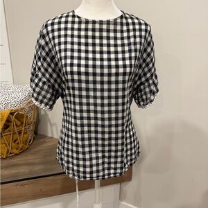 Classic Black and White Checkered Women's Blouse